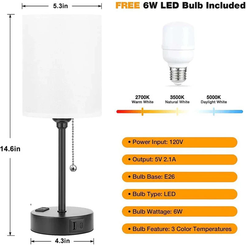 Lighteme Moreushop Metal USB Table Lamp