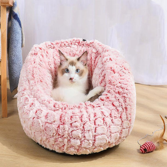 Lighteme Neue verstellbare Katzen-/Hundehütte mit Samt-Haustiermatte (4 Farben &amp; 4 Größen)