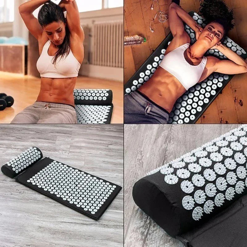 Tapis d'acupression Lighteme - Tapis de massage d'acupression pour tout le corps avec oreillers, noir