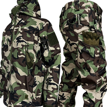 Lighteme Ruins Russian Camouflage Shark Skin Plus Velvet Waterproof Jacket Set