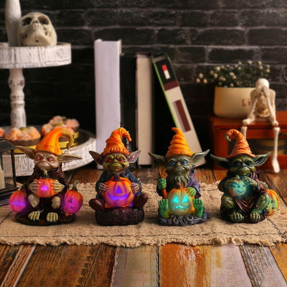 Lighteme - Halloween-Statue aus Kunstharz mit Kürbislampe | 1 KAUFEN, 1 GRATIS