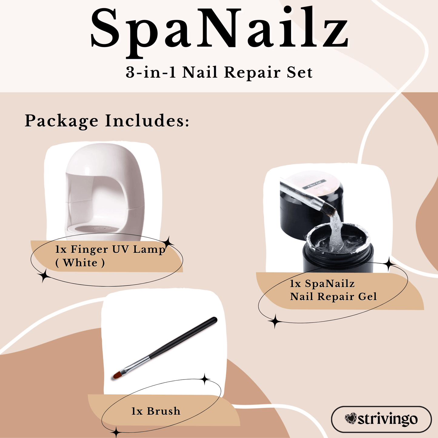 Lighteme 3 in 1 Nagelreparaturset | inkl. Pinsel &amp; UV-Lampe