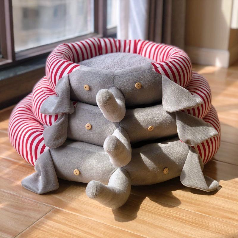 Lighteme Pad Removable Stripe Elephant Pet Bed (2 colors & 3 sizes)