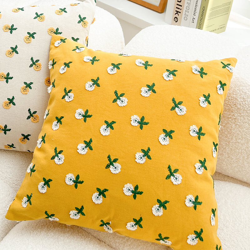 Lighteme Pastoral Floral Embroidered Throw Pillow Cover