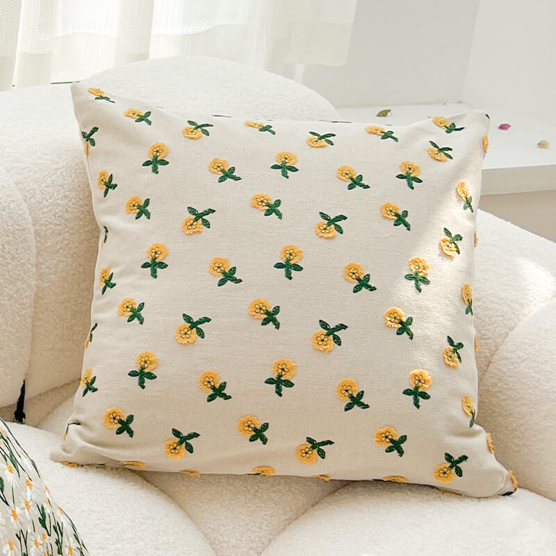 Lighteme Pastoral Floral Embroidered Throw Pillow Cover
