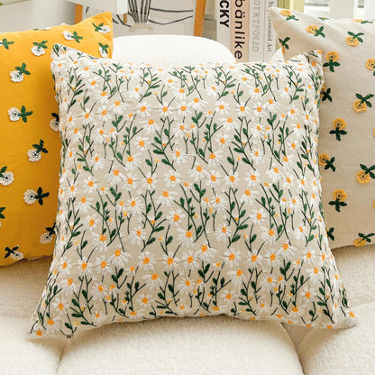 Lighteme Pastoral Floral Embroidered Throw Pillow Cover
