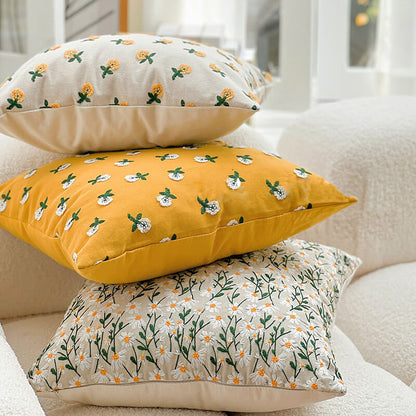 Lighteme Pastoral Floral Embroidered Throw Pillow Cover