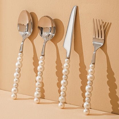 Lighteme Pearl Handle Flatware 4 Pcs Set