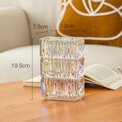 Lighteme Embossed Crystal Glass Vase