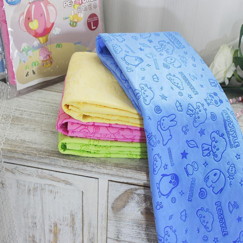 Lighteme Pet Bath Drying Suedette Towel With Cute Cartoon Print (4 colors)