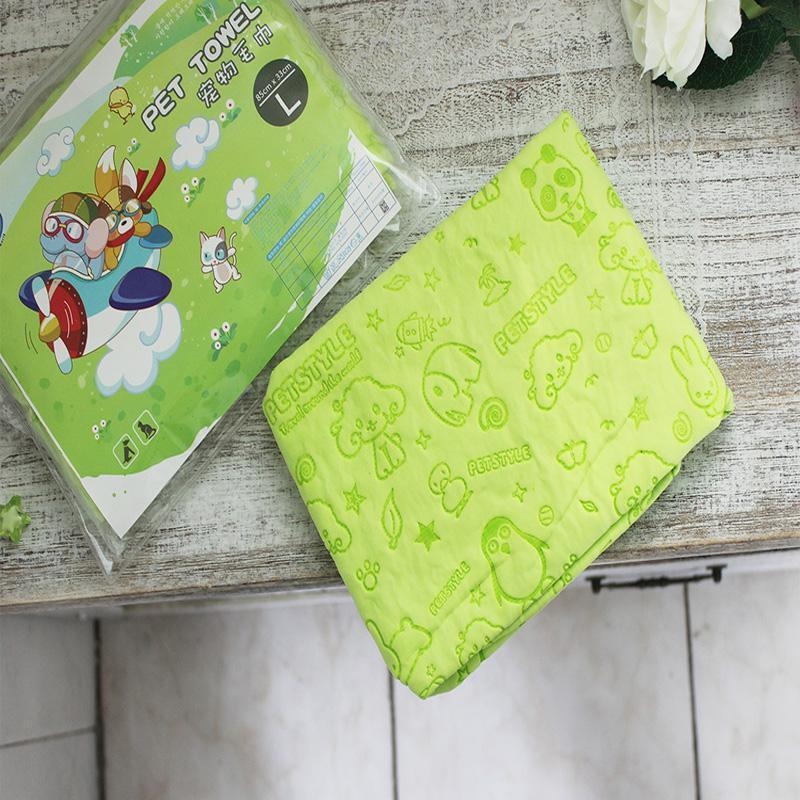 Lighteme Pet Bath Drying Suedette Towel With Cute Cartoon Print (4 colors)