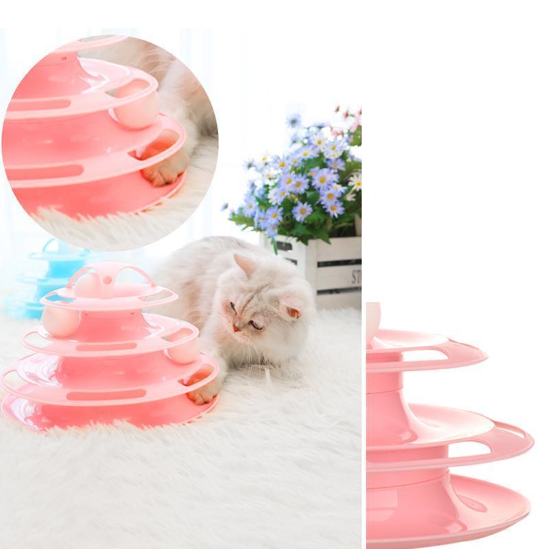 Jouet interactif pour chat Lighteme Pet, plateau tournant à quatre couches (2 couleurs)