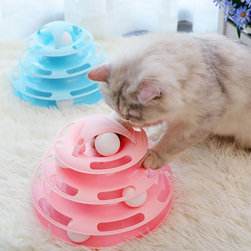 Jouet interactif pour chat Lighteme Pet, plateau tournant à quatre couches (2 couleurs)