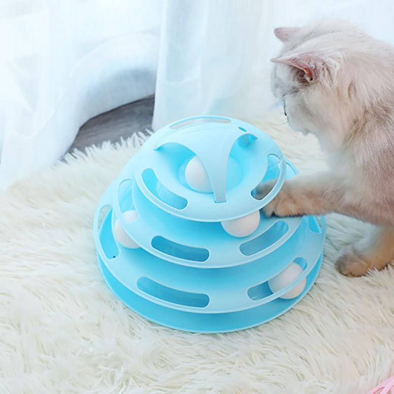 Jouet interactif pour chat Lighteme Pet, plateau tournant à quatre couches (2 couleurs)