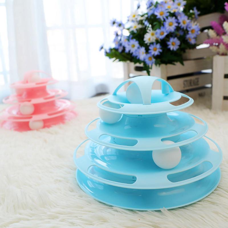 Jouet interactif pour chat Lighteme Pet, plateau tournant à quatre couches (2 couleurs)