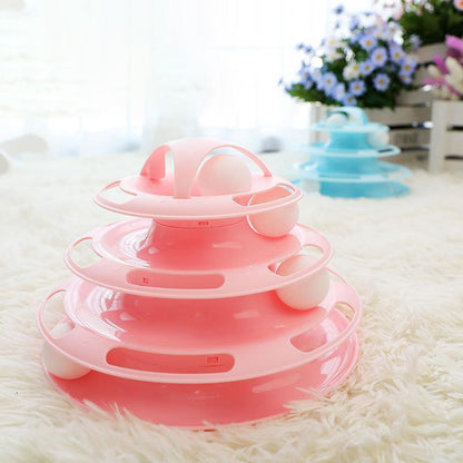 Jouet interactif pour chat Lighteme Pet, plateau tournant à quatre couches (2 couleurs)
