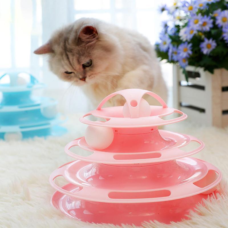 Jouet interactif pour chat Lighteme Pet, plateau tournant à quatre couches (2 couleurs)