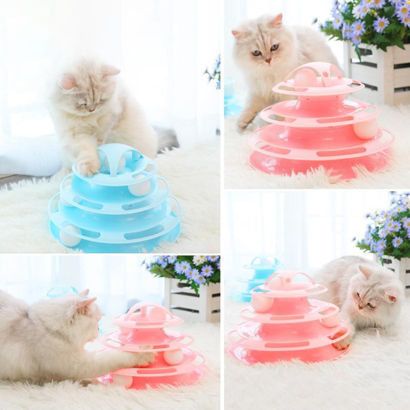 Jouet interactif pour chat Lighteme Pet, plateau tournant à quatre couches (2 couleurs)