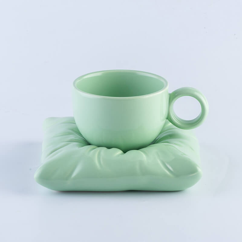 Lighteme Pillow Ceramic Cup and Saucer