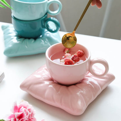 Lighteme Pillow Ceramic Cup and Saucer