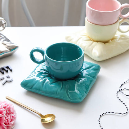 Lighteme Pillow Ceramic Cup and Saucer