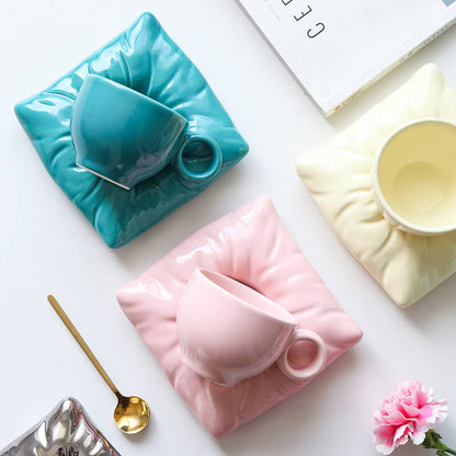 Lighteme Pillow Ceramic Cup and Saucer