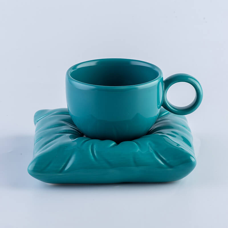 Lighteme Pillow Ceramic Cup and Saucer