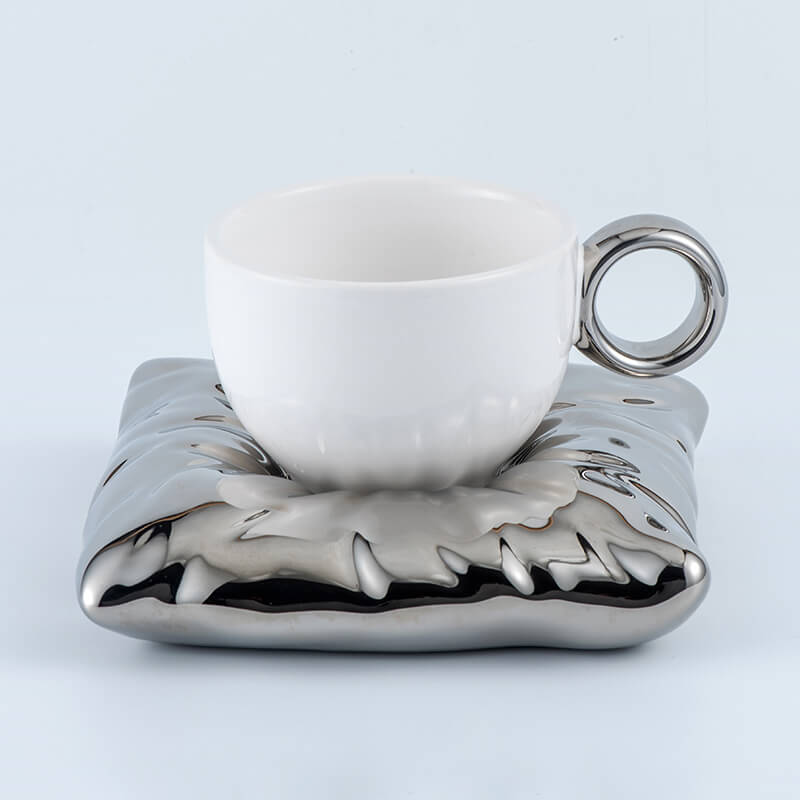 Lighteme Pillow Ceramic Cup and Saucer