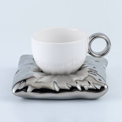 Lighteme Pillow Ceramic Cup and Saucer