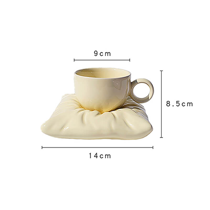 Lighteme Pillow Ceramic Cup and Saucer
