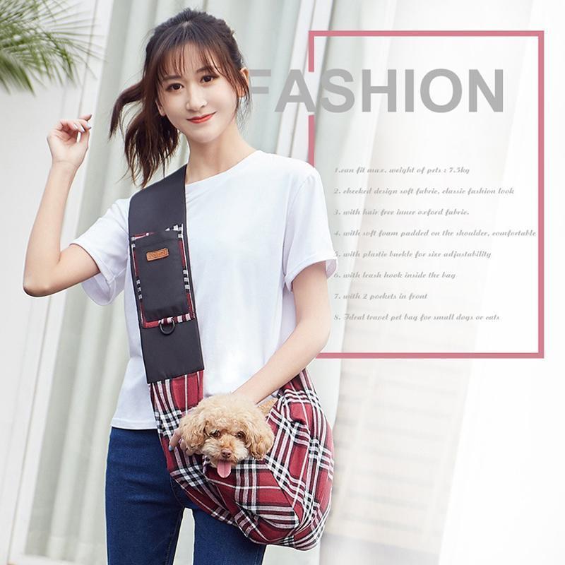 Sac bandoulière Lighteme Plaid pour animaux de compagnie (2 couleurs)