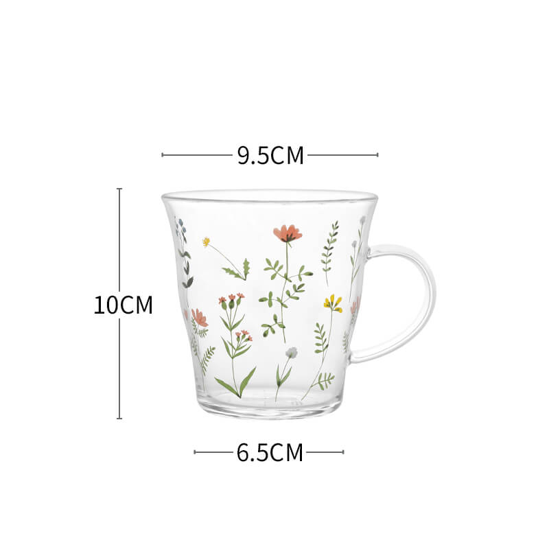 Lighteme Plant Floral Print Glass Cup