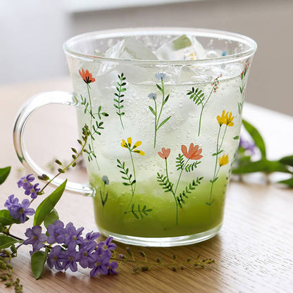 Lighteme Plant Floral Print Glass Cup
