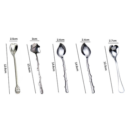 Lighteme Plant Shape Stainless Steel Dessert Spoon Set