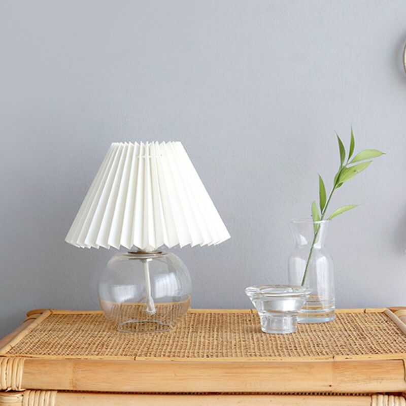 Lighteme Pleated Glass Base Table Lamp