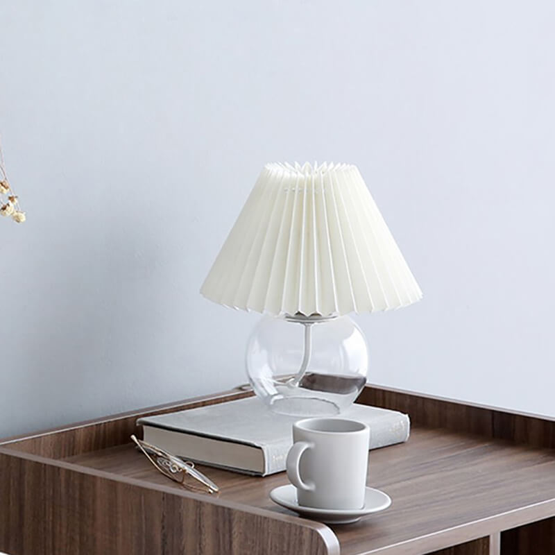 Lighteme Pleated Glass Base Table Lamp