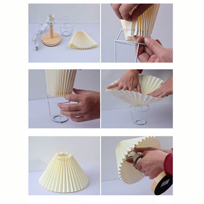 Lighteme Pleated Wooden Table Lamp