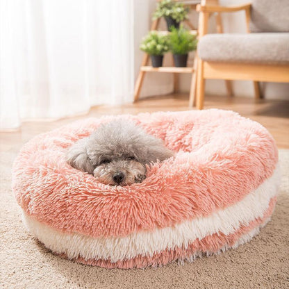 Lighteme Plush Donut Shape Pet Round Fluffy Bed (3 colors & 2 sizes)