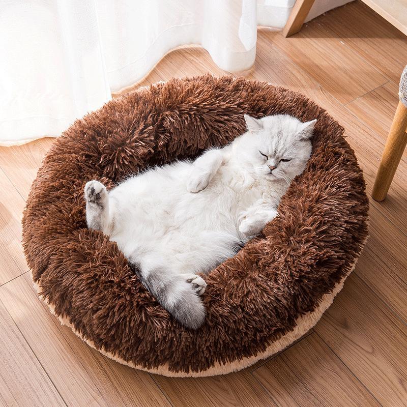 Lighteme Plush Donut Shape Pet Round Fluffy Bed (3 colors & 2 sizes)