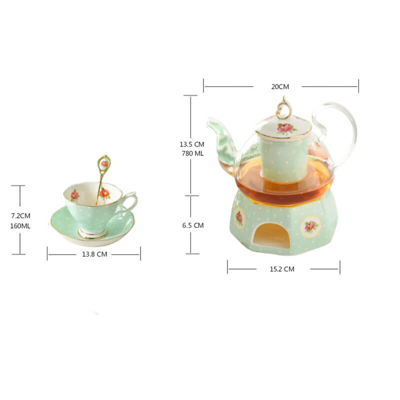 Lighteme Polka Dot Bone China Teapot Set