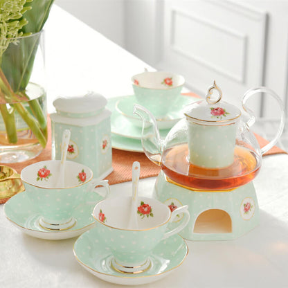 Lighteme Polka Dot Bone China Teapot Set