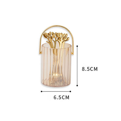 Bocal de rangement portable en verre Lighteme pour fourchettes et cuillères à dessert