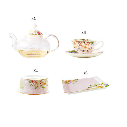 Lighteme Printed Bone China Teapot Set