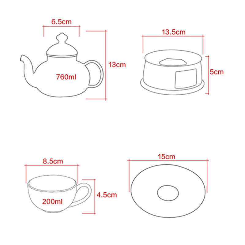 Lighteme Printed Bone China Teapot Set