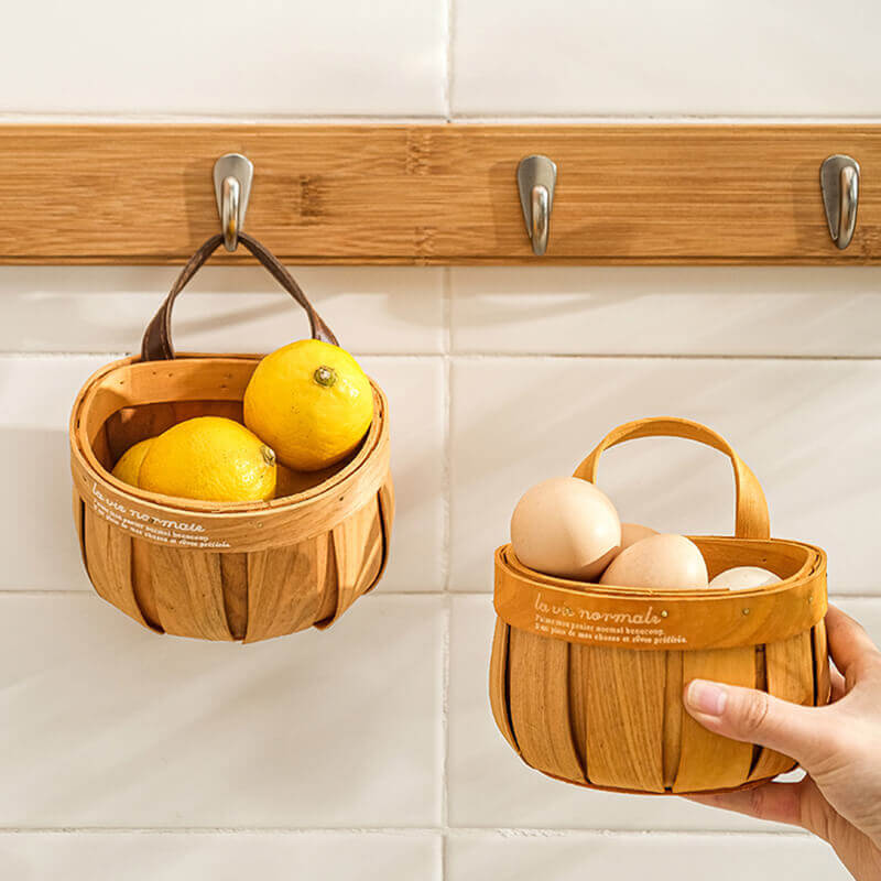 Panier de rangement mural en rotin Lighteme