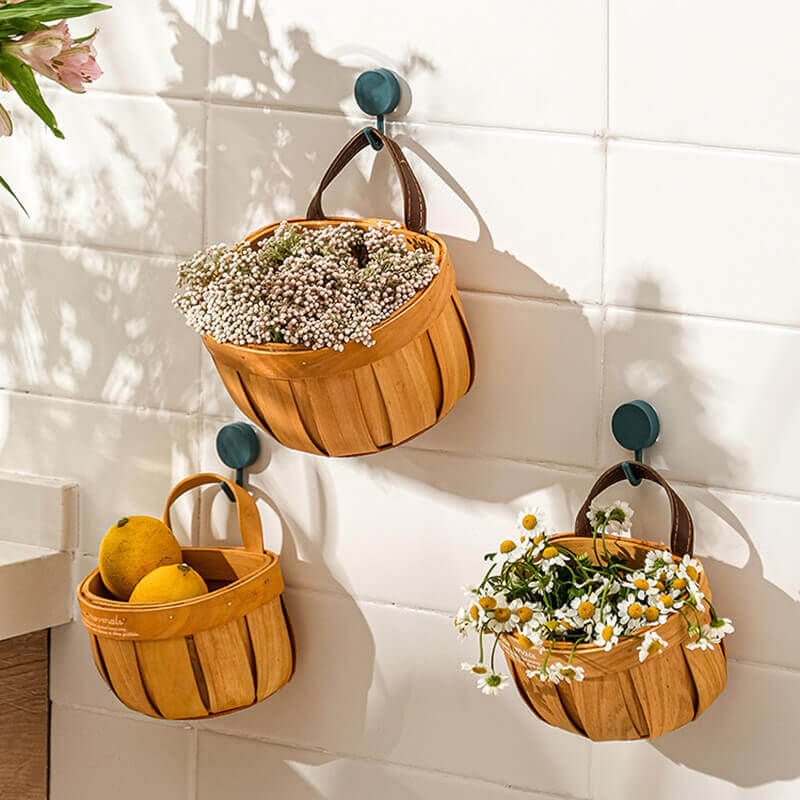 Panier de rangement mural en rotin Lighteme