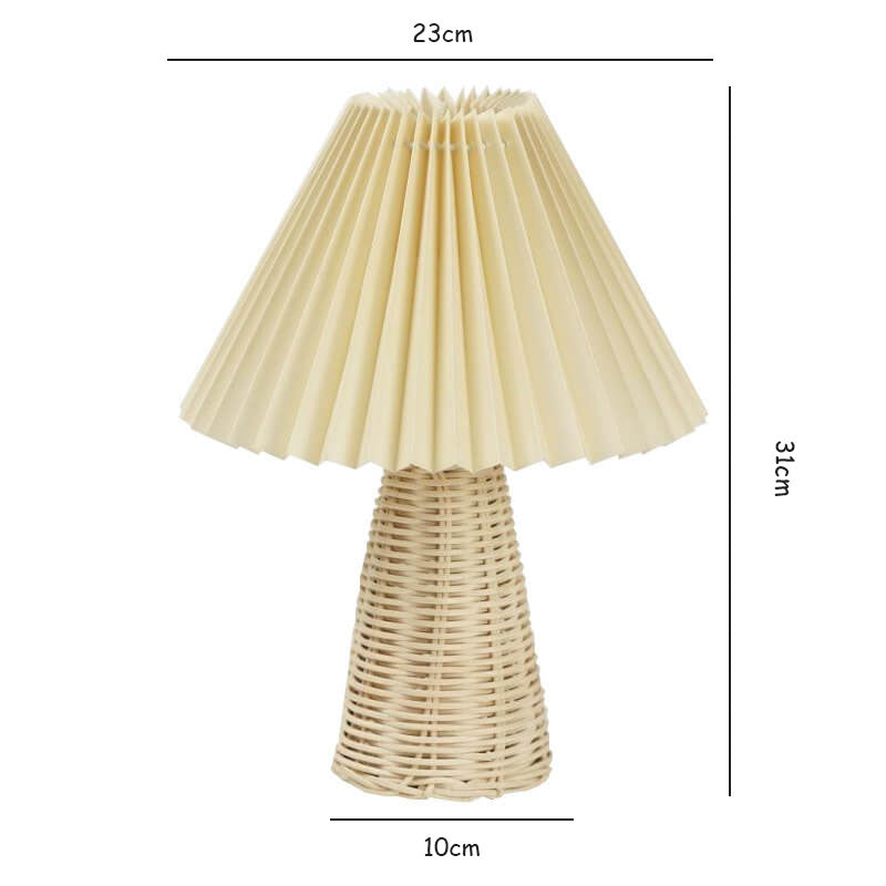 Lampe de table plissée en rotin Lighteme
