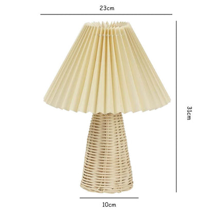 Lampe de table plissée en rotin Lighteme