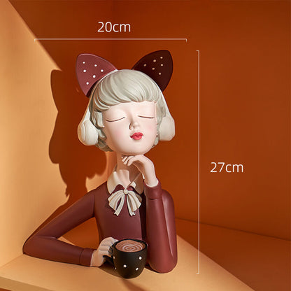 Lighteme Resin Coffee Girl Decoration