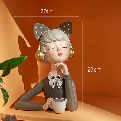 Lighteme Resin Coffee Girl Decoration